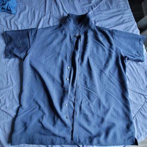 Dark Blue, Button Down, 4XL, Short Sleeve, Van Heusen